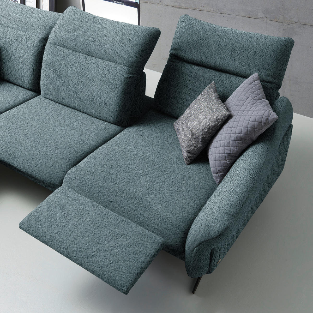 ECKSOFA in Webstoff Hellblau  - Anthrazit/Hellblau, Design, Textil/Metall (203/299cm) - Himolla