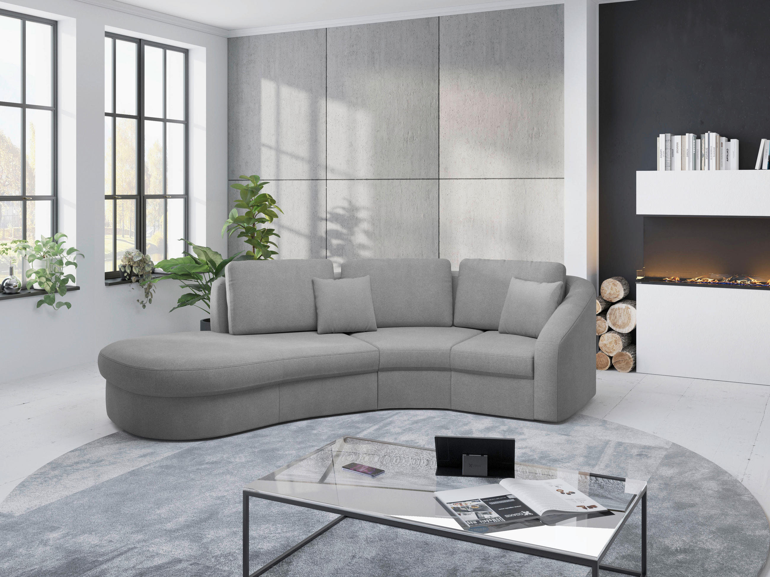 ROHOVÁ SEDAČKA, textil, sivá - čierna/sivá, Modern, textil/plast (230/266cm) - Sit & More