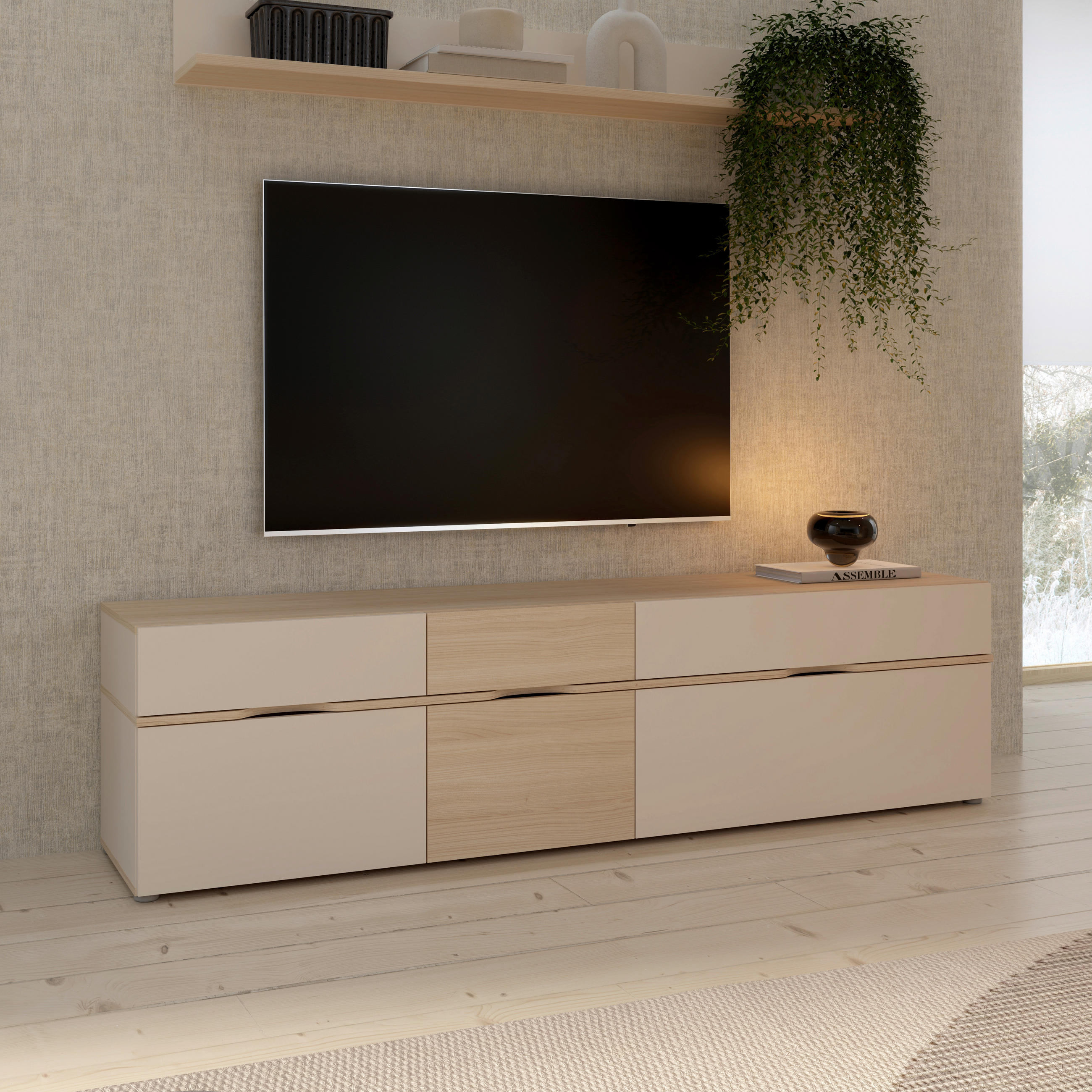TV-ELEMENT Eichefarben, Sandfarben  189,6/50/41 cm  - Sandfarben/Eichefarben, Natur, Holzwerkstoff (189,6/50/41cm) - Ti'me