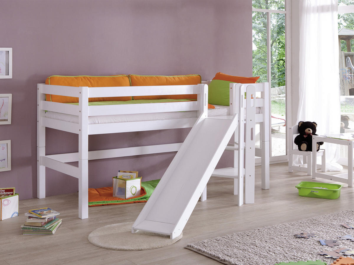 SPIELBETT Buche massiv 90/200 cm Weiß  - Weiß, Design, Holz (90/200cm) - MID.YOU