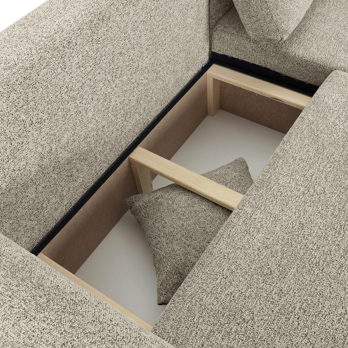 ECKSOFA Mintgrün Flachgewebe Zierkissen, Rückenkissen, Bettkasten, Schlaffunktion, Rücken echt, Liegefläche im Originalstoff  - Schwarz/Mintgrün, KONVENTIONELL, Kunststoff/Textil (250/145cm) - Carryhome