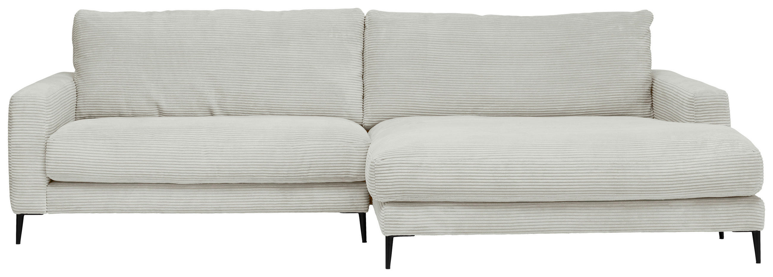 ECKSOFA Hellgrau Cord  - Hellgrau/Schwarz, Design, Textil/Metall (272/190cm) - Pure Home Lifestyle