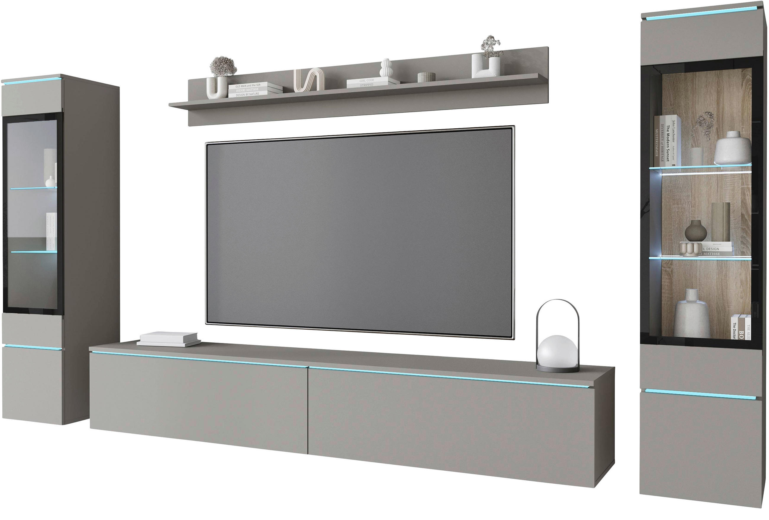 OBÝVACÍ STĚNA, šedá - šedá, Trend, kompozitní dřevo/plast (240/130/33cm)