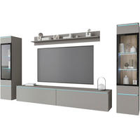 WOHNWAND Vera 4-teilig  in Grau   - Grau, Trend, Glas/Holzwerkstoff (240/130/33cm)