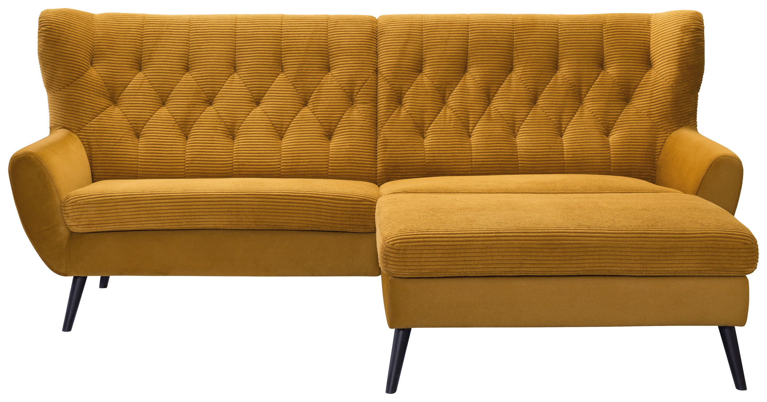 ECKSOFA  in Cord Currygelb  237/165 cm  - Currygelb/Schwarz, Design, Holz/Textil (237/165cm) - Stylife