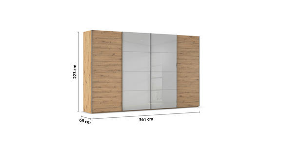 SCHWEBETÜRENSCHRANK 361/223/68 cm 4-türig  - Chromfarben, KONVENTIONELL, Glas/Holzwerkstoff (361/223/68cm) - Novel
