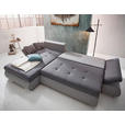 ECKSOFA in Webstoff Hellgrau, Grau  302/187 cm  - Chromfarben/Dunkelgrau, Design, Kunststoff/Textil (302/187cm) - Carryhome