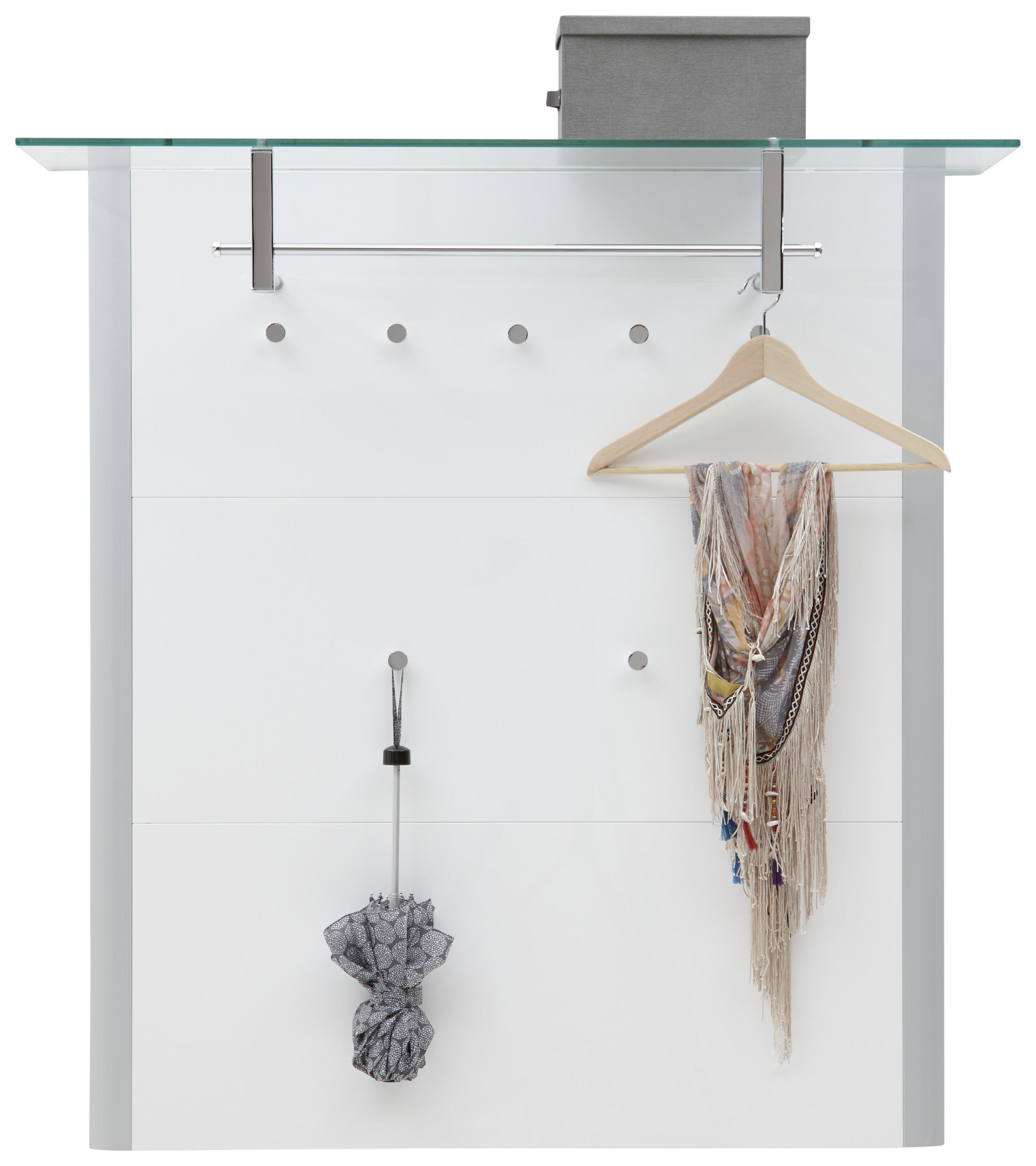 GARDEROBENPANEEL  in 112/117/33 cm  - Alufarben/Weiß, Design, Glas/Holzwerkstoff (112/117/33cm) - Dieter Knoll