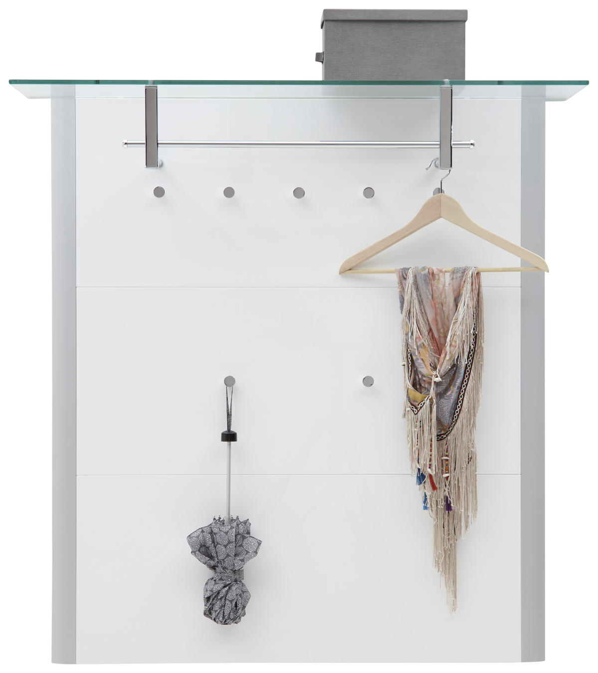 GARDEROBENPANEEL  in 112/117/33 cm  - Alufarben/Weiß, Design, Glas/Holzwerkstoff (112/117/33cm) - Dieter Knoll