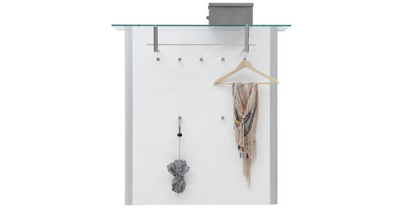 GARDEROBENPANEEL 112/117/33 cm - Alufarben/Weiß, Design, Glas/Holzwerkstoff (112/117/33cm) - Dieter Knoll