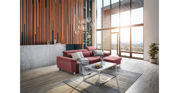 ECKSOFA inkl. Funktionen Hellrot Webstoff - Hellrot/Silberfarben, Design, Textil/Metall (250/167cm) - Xora