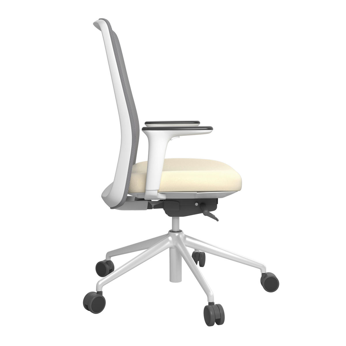 DREHSTUHL Grau, Weiß, Beige  - Beige/Weiß, MODERN, Leder/Kunststoff (70/103-115/70cm)