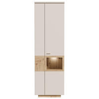 VITRINA, barve hrasta, peščene barve - siva/barve hrasta, Moderno, kovina/umetna masa (60,7/197,2/41,6cm) - Hom`in