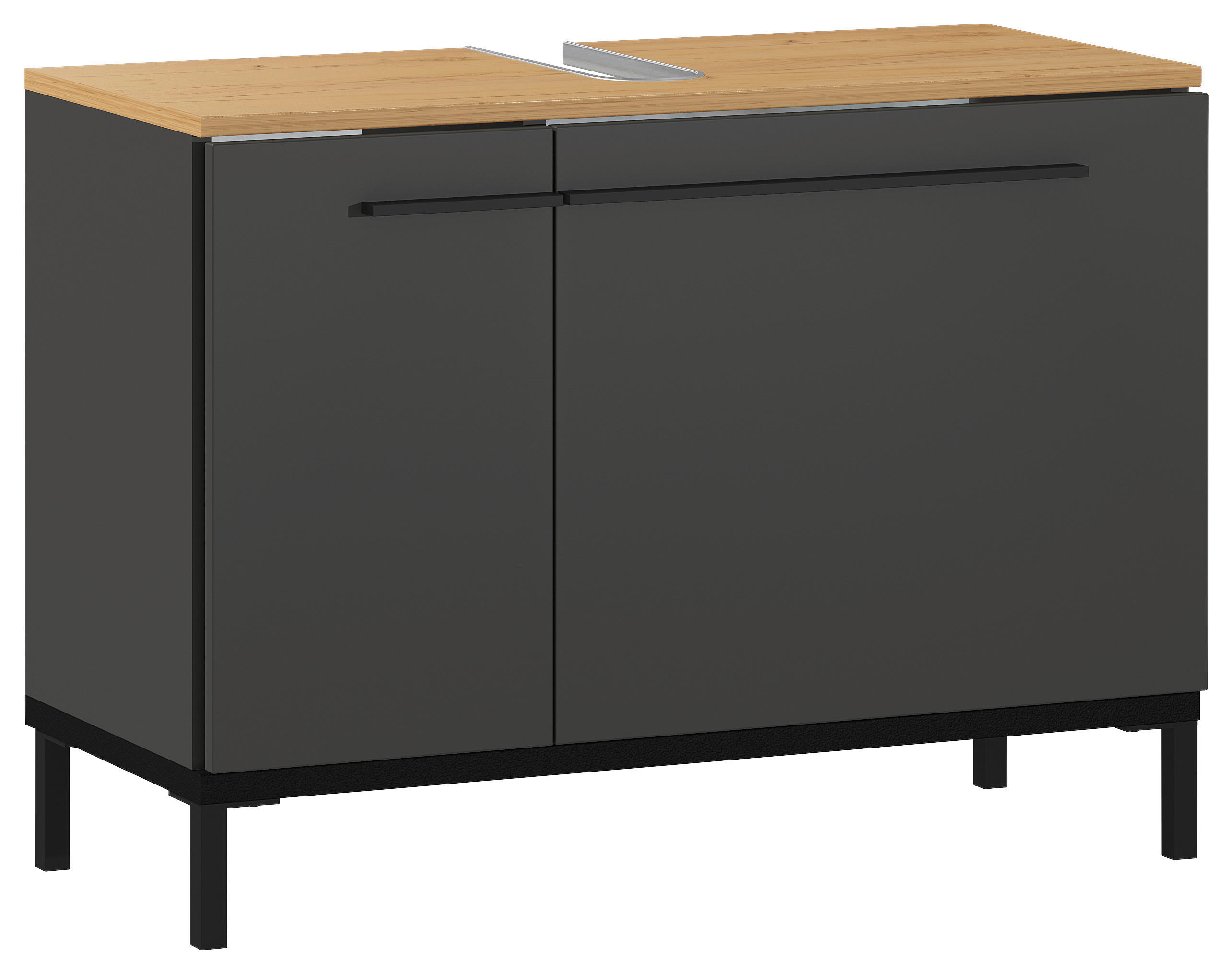 WASCHBECKENUNTERSCHRANK 80/59/34 cm  - Eichefarben/Graphitfarben, MODERN, Holzwerkstoff/Metall (80/59/34cm) - Xora