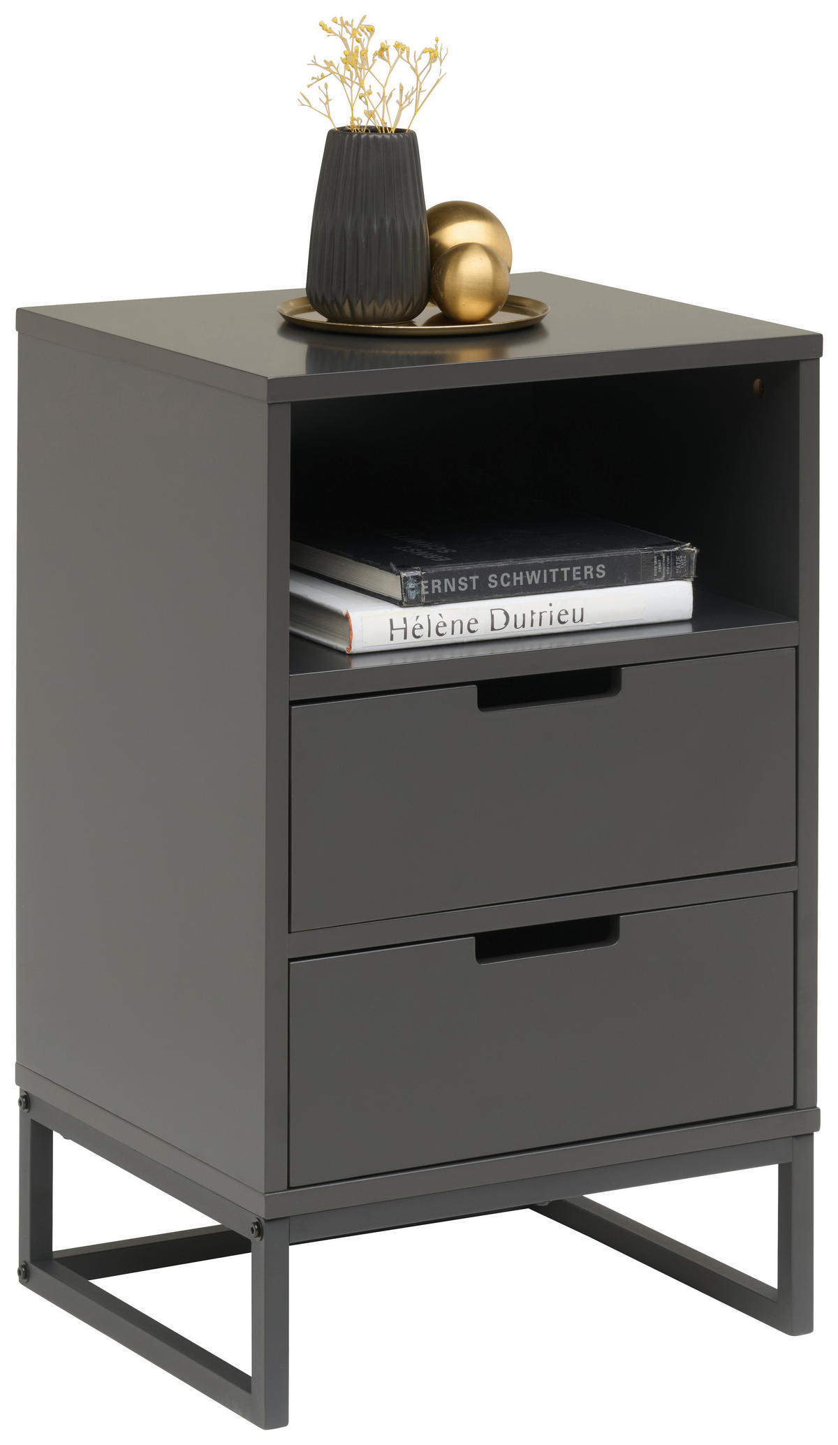 NACHTSCHRANK 47,6/74/40 cm  - Anthrazit/Schwarz, Design, Holzwerkstoff/Metall (47,6/74/40cm) - Novel