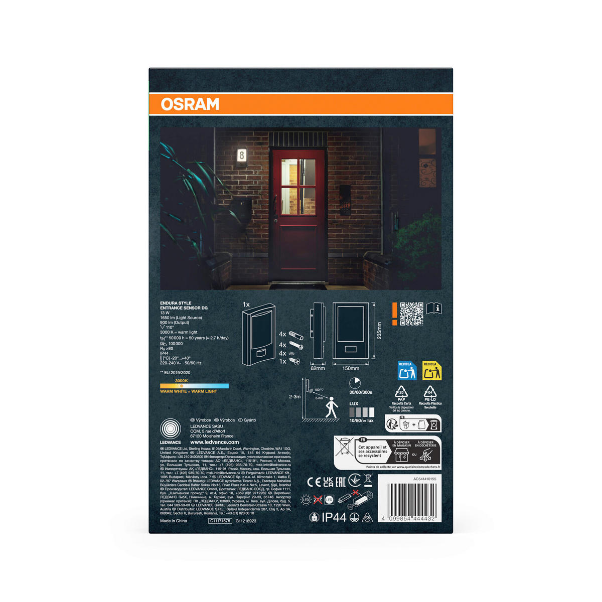 LED-AUßENLEUCHTE 15/6,2/23,5 cm   - Dunkelgrau, Basics, Kunststoff/Metall (15/6,2/23,5cm) - Osram