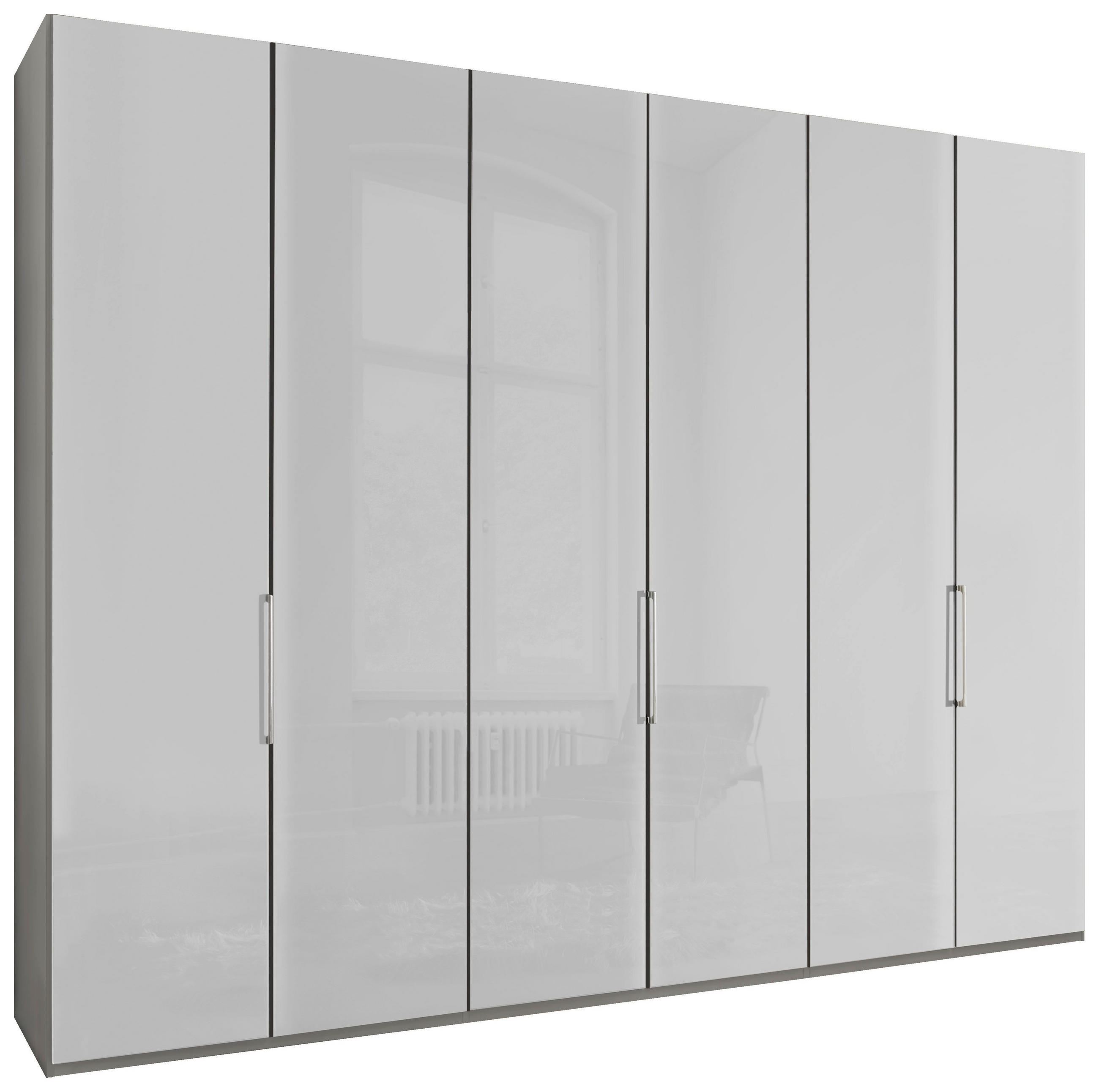 FALTTÜRENSCHRANK Grau, Weiss  - Chromfarben/Weiss, Konventionell, Glas/Holzwerkstoff (300/236/58cm) - Dieter Knoll