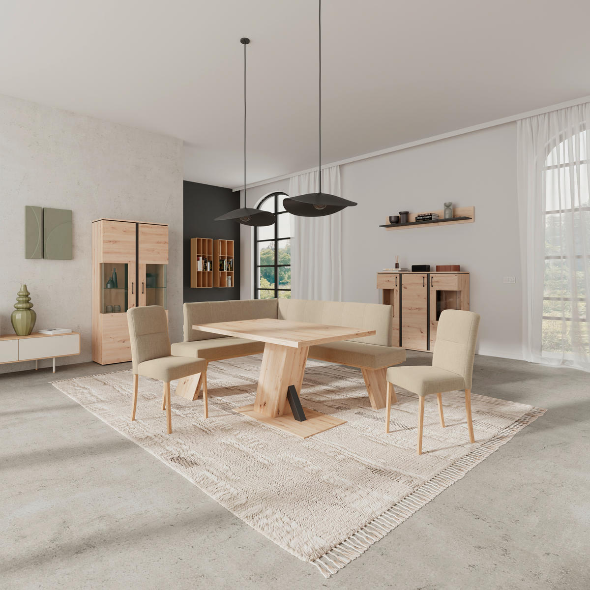 ECKBANK 140/160 cm Webstoff Beige   - Eichefarben/Beige, KONVENTIONELL, Textil (140/160cm) - Livetastic