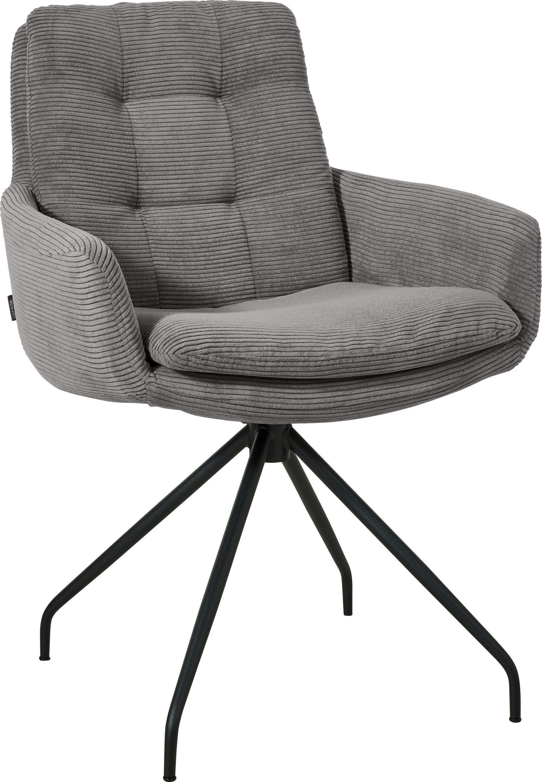 ARMLEHNSTUHL  Stoffauswahl, Typenauswahl, Sitzfläche 360° drehbar, Gestellauswahl Cord  Grau, Schwarz  - Schwarz/Grau, Design, Textil/Metall (63/90/69cm) - Johann Jakob
