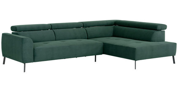 ECKSOFA Waldgrün Feincord - Waldgrün/Schwarz, Design, Textil/Metall (280/205cm) - Xora