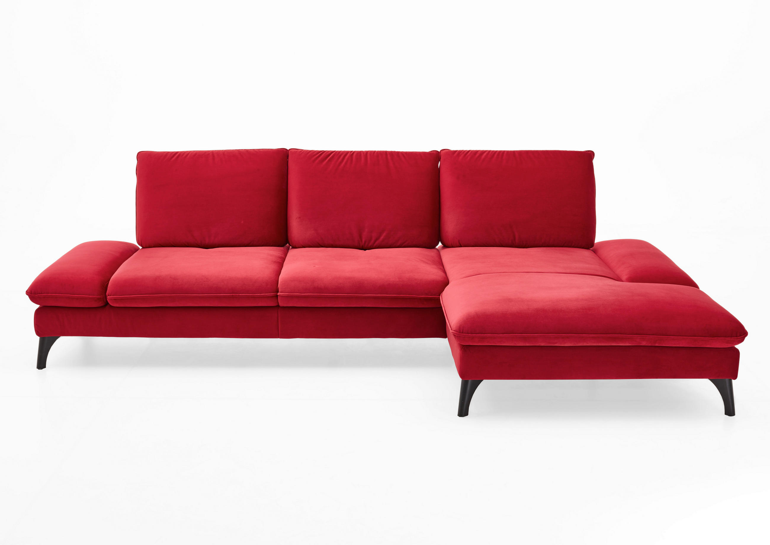ECKSOFA Rot  - Rot/Schwarz, Design, Textil/Metall (338/176cm) - Voleo