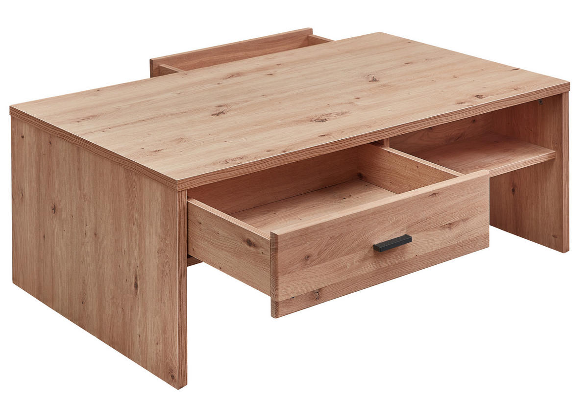 KLUBSKA MIZA, 110/40/65 cm barve jesena, barve hrasta  - barve jesena/črna, Basics, kovina/leseni material (110/40/65cm) - Linea Natura