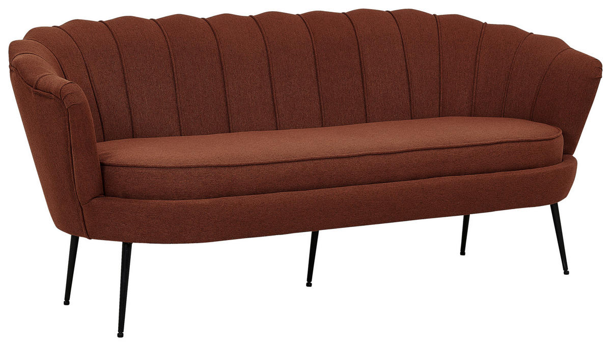2-SITZER-SOFA in Textilgeflecht Schwarz, Rostfarben  - Rostfarben/Schwarz, Design, Textil/Metall (180/78.5/78cm) - Livetastic