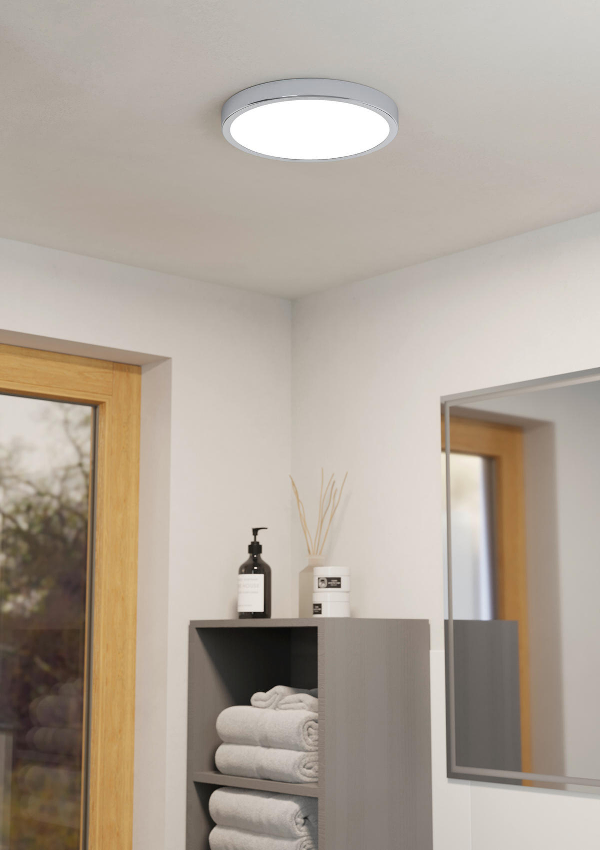 BADEZIMMER-DECKENLEUCHTE  28,5/2,8 cm    - Chromfarben/Weiss, Konventionell, Kunststoff/Metall (28,5/2,8cm) - Eglo