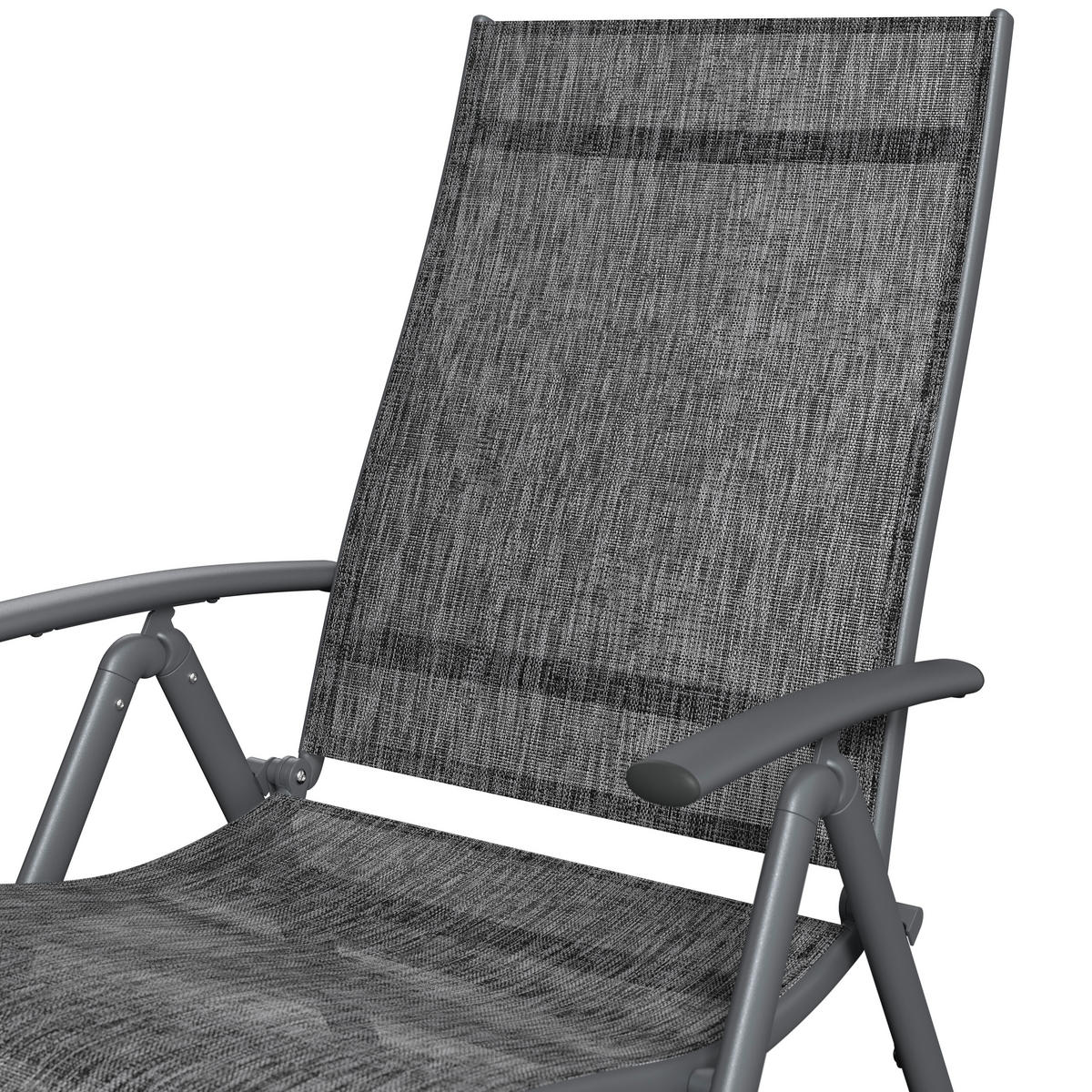 GARTENLIEGE 61/94/180 cm  - Anthrazit/Grau, Basics, Textil/Metall (61/94/180cm) - Ambia Garden