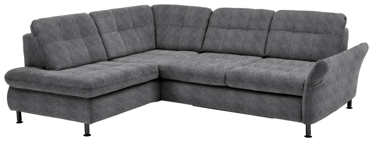 ECKSOFA in Webstoff Graubraun  - Graubraun/Schwarz, Konventionell, Textil/Metall (210/242cm) - Beldomo Style