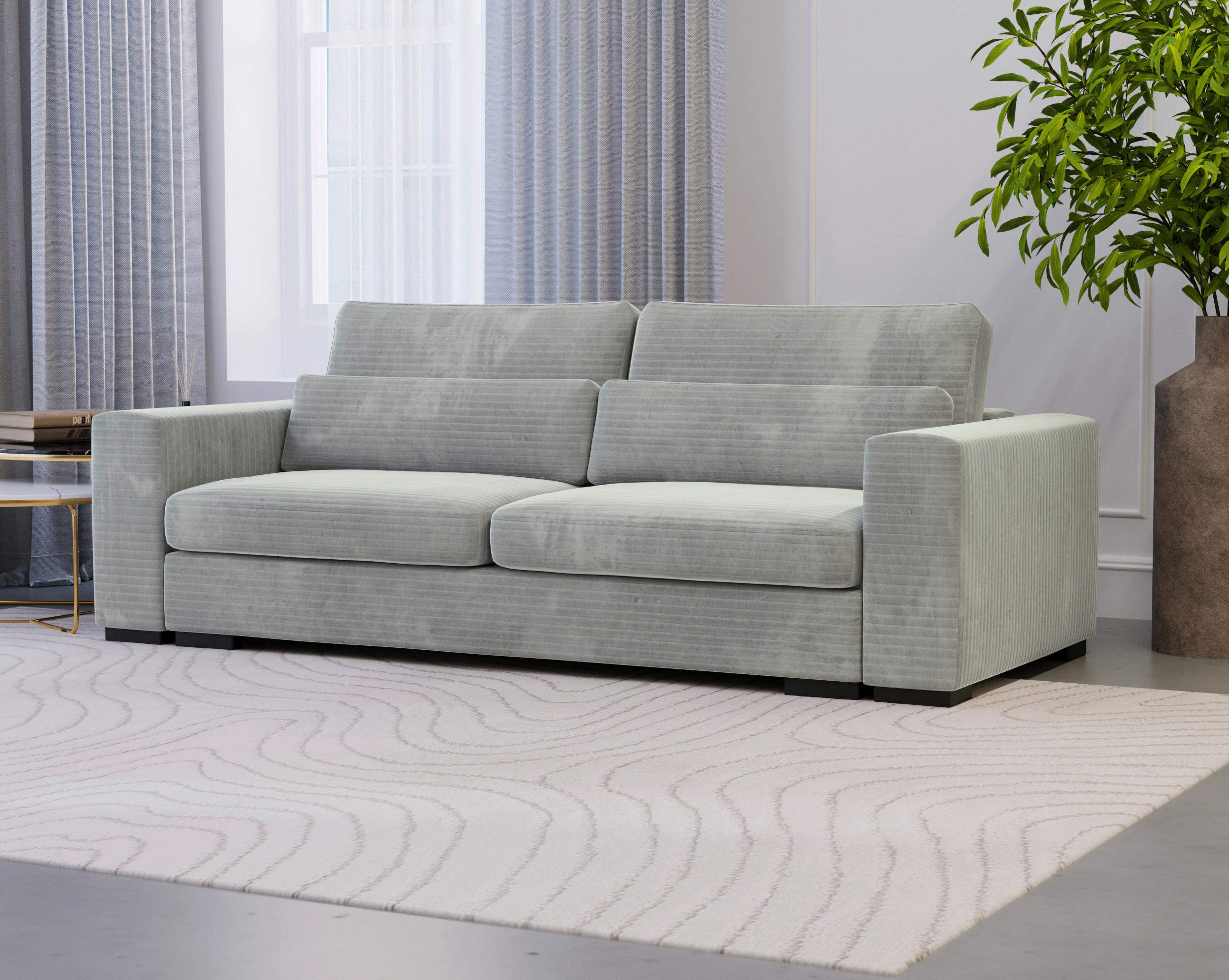 SCHLAFSOFA in Flachgewebe Grau  - Schwarz/Grau, Konventionell, Kunststoff/Textil (236/78/114cm) - Carryhome