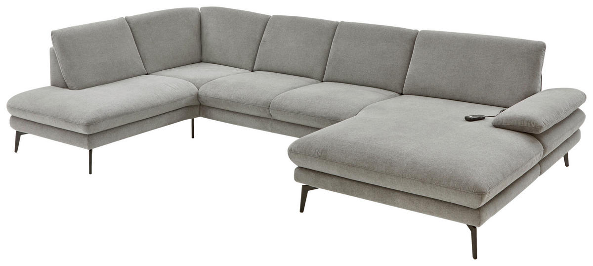 WOHNLANDSCHAFT in Webstoff Grau  - Schwarz/Grau, Design, Textil/Metall (208/344/180cm) - Dieter Knoll