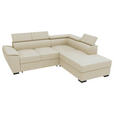 ECKSOFA  in Flachgewebe Beige  - Beige/Schwarz, KONVENTIONELL, Kunststoff/Textil (266/220cm) - Carryhome