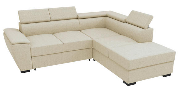 ECKSOFA  in Flachgewebe Beige  - Beige/Schwarz, KONVENTIONELL, Kunststoff/Textil (266/220cm) - Carryhome