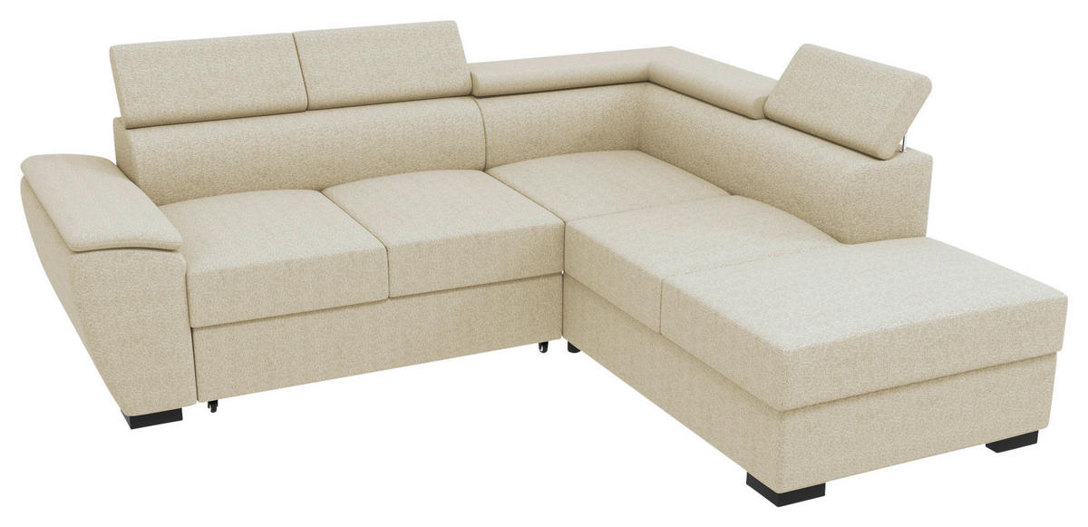 ECKSOFA Beige Flachgewebe  - Beige/Schwarz, KONVENTIONELL, Kunststoff/Textil (266/220cm) - Carryhome