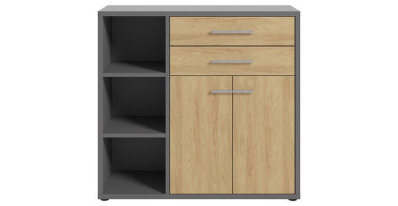 SIDEBOARD Texas  in 116,5/110/40 cm  - Dunkelgrau/Alufarben, MODERN, Holzwerkstoff/Kunststoff (116,5/110/40cm) - Novel