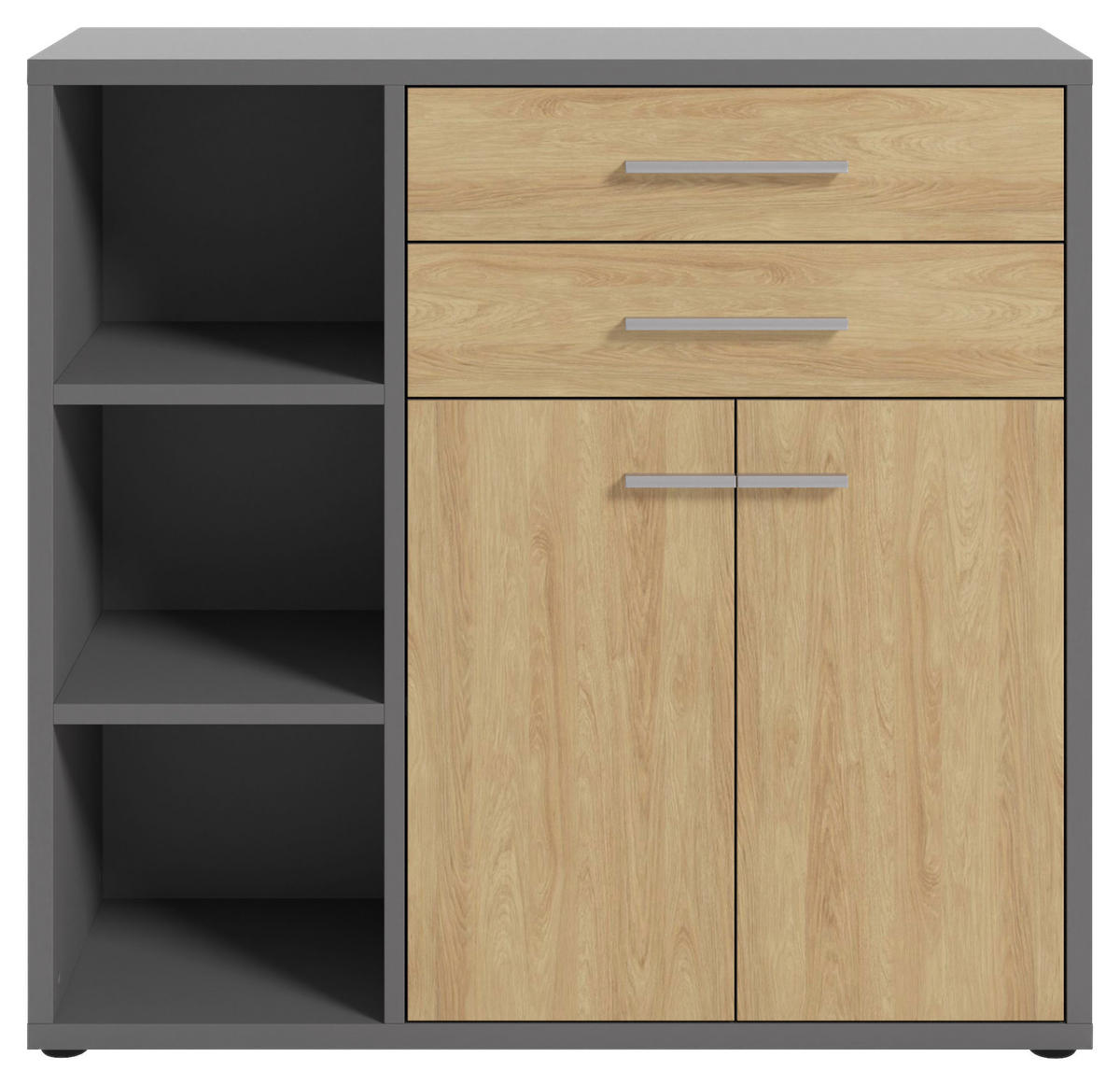 SIDEBOARD Texas  in 116,5/110/40 cm  - Dunkelgrau/Alufarben, MODERN, Holzwerkstoff/Kunststoff (116,5/110/40cm)