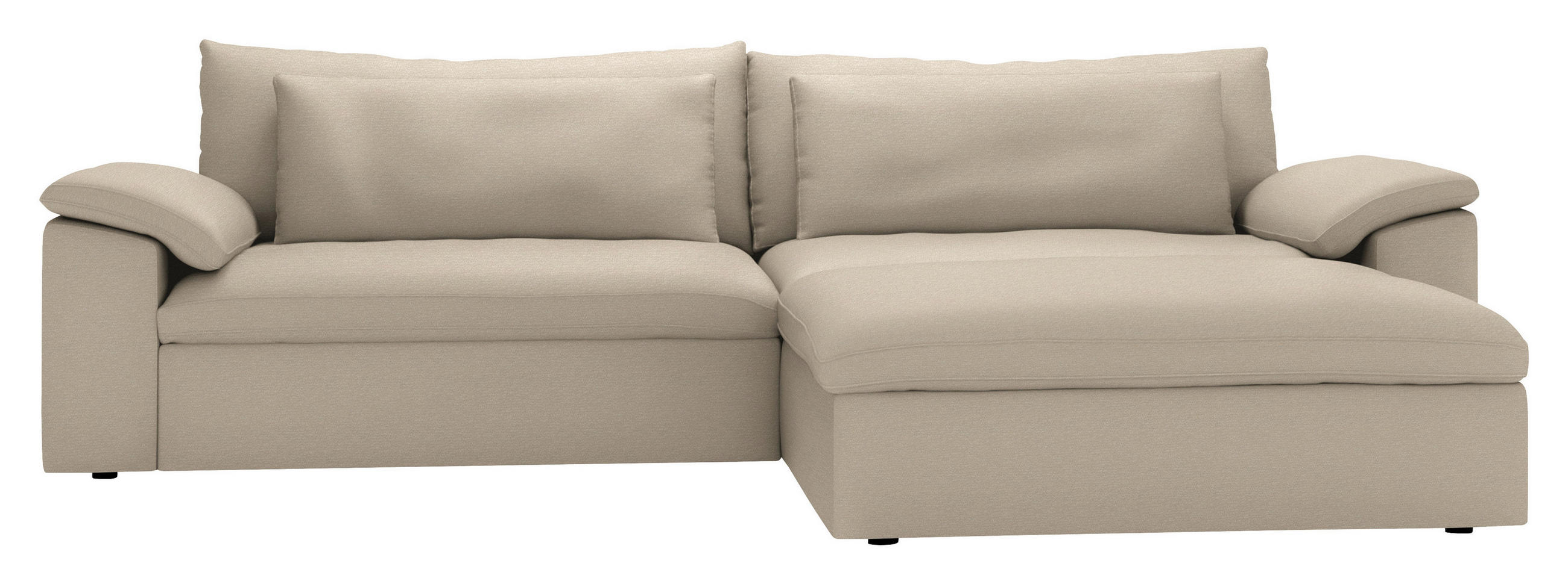ECKSOFA  Chenille Greige  - Greige/Schwarz, Modern, Kunststoff/Textil (306/198cm) - Carryhome