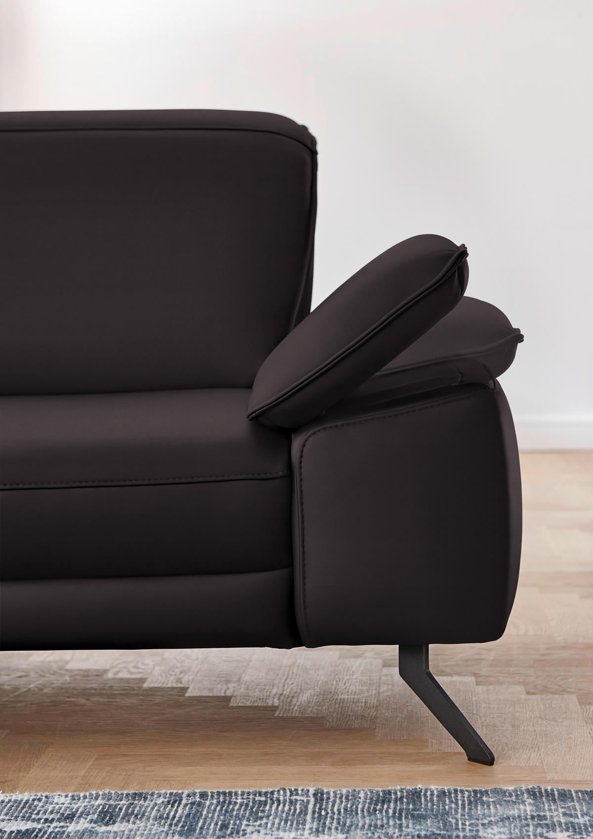 ECKSOFA in Echtleder Dunkelbraun  - Dunkelbraun/Schwarz, Design, Leder/Metall (193/328cm) - Dieter Knoll