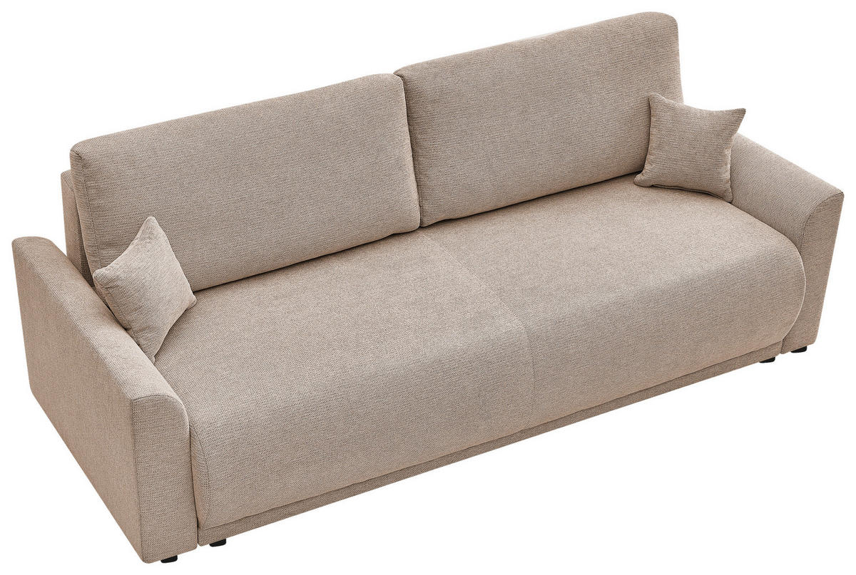 SCHLAFSOFA KIMMY Struktur Braun  inkl. Zierkissen, Rückenkissen, Bettkasten  - Schwarz/Braun, Design, Kunststoff/Textil (234/90/103cm) - P & B