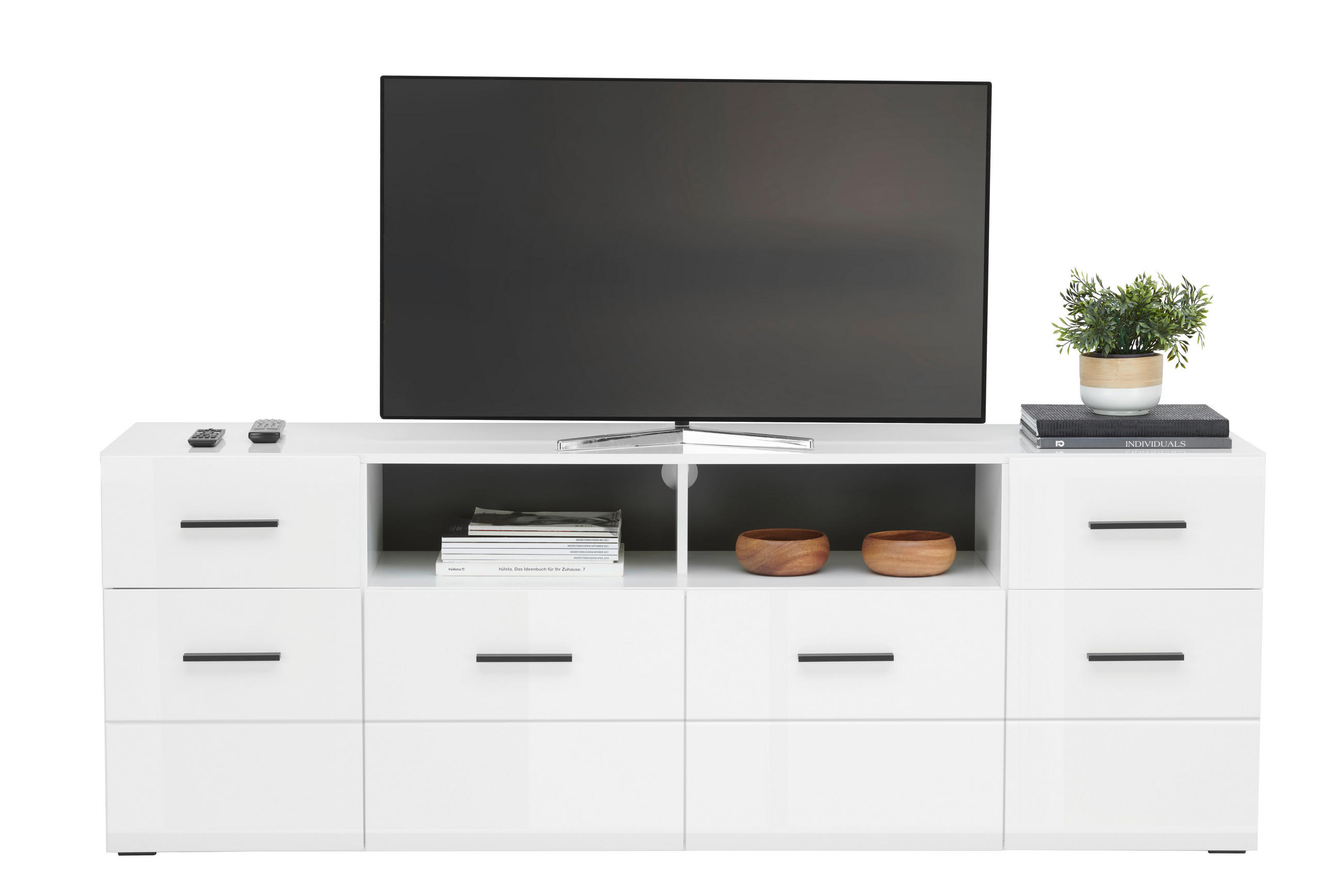 TV DIEL, antracitová, biela, 180/63,7/41,6 cm - biela/antracitová, Modern, kompozitné drevo/plast (180/63,7/41,6cm) - Hom`in