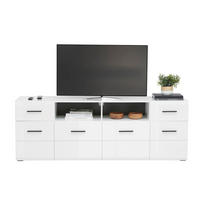 COMODĂ TV 180/63,7/41,6 cm  - alb/antracit, Modern, plastic/material pe bază de lemn (180/63,7/41,6cm) - Hom`in