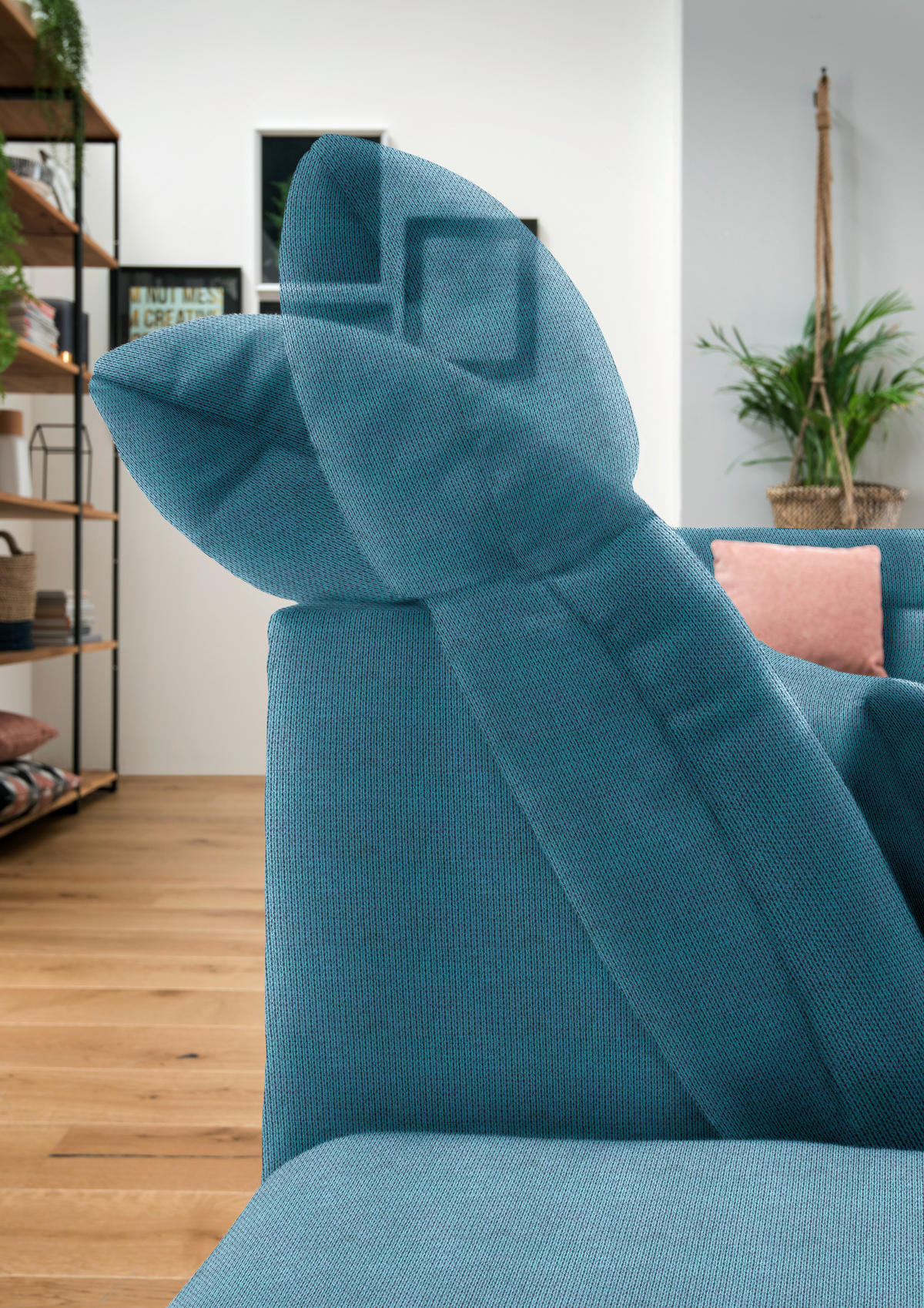 WOHNLANDSCHAFT in Mikrofaser Blau  - Chromfarben/Blau, Design, Kunststoff/Textil (204/350/211cm) - Xora