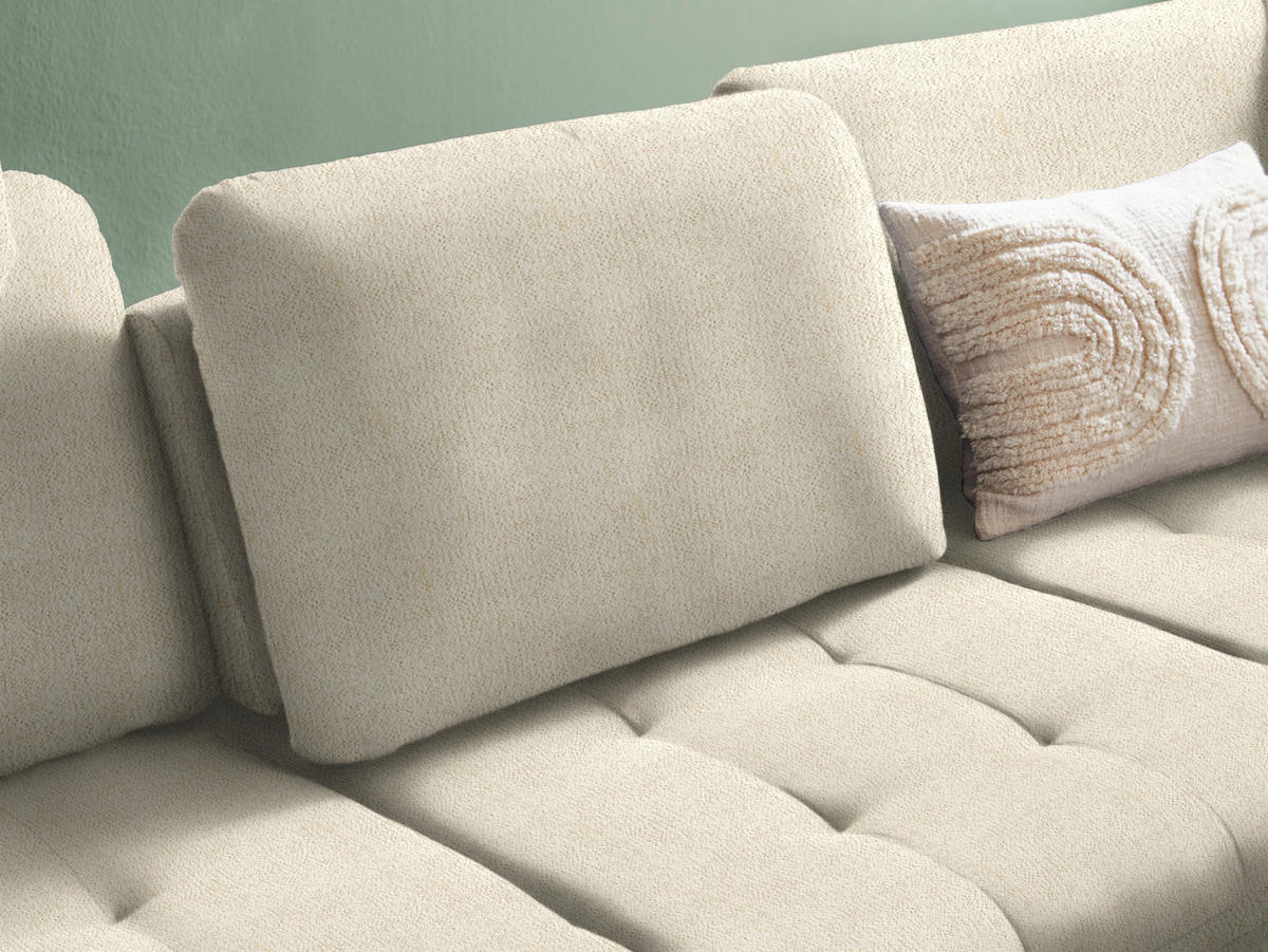 ECKSOFA in Struktur Creme  - Creme/Schwarz, Natur, Textil/Metall (288/233cm) - Valnatura