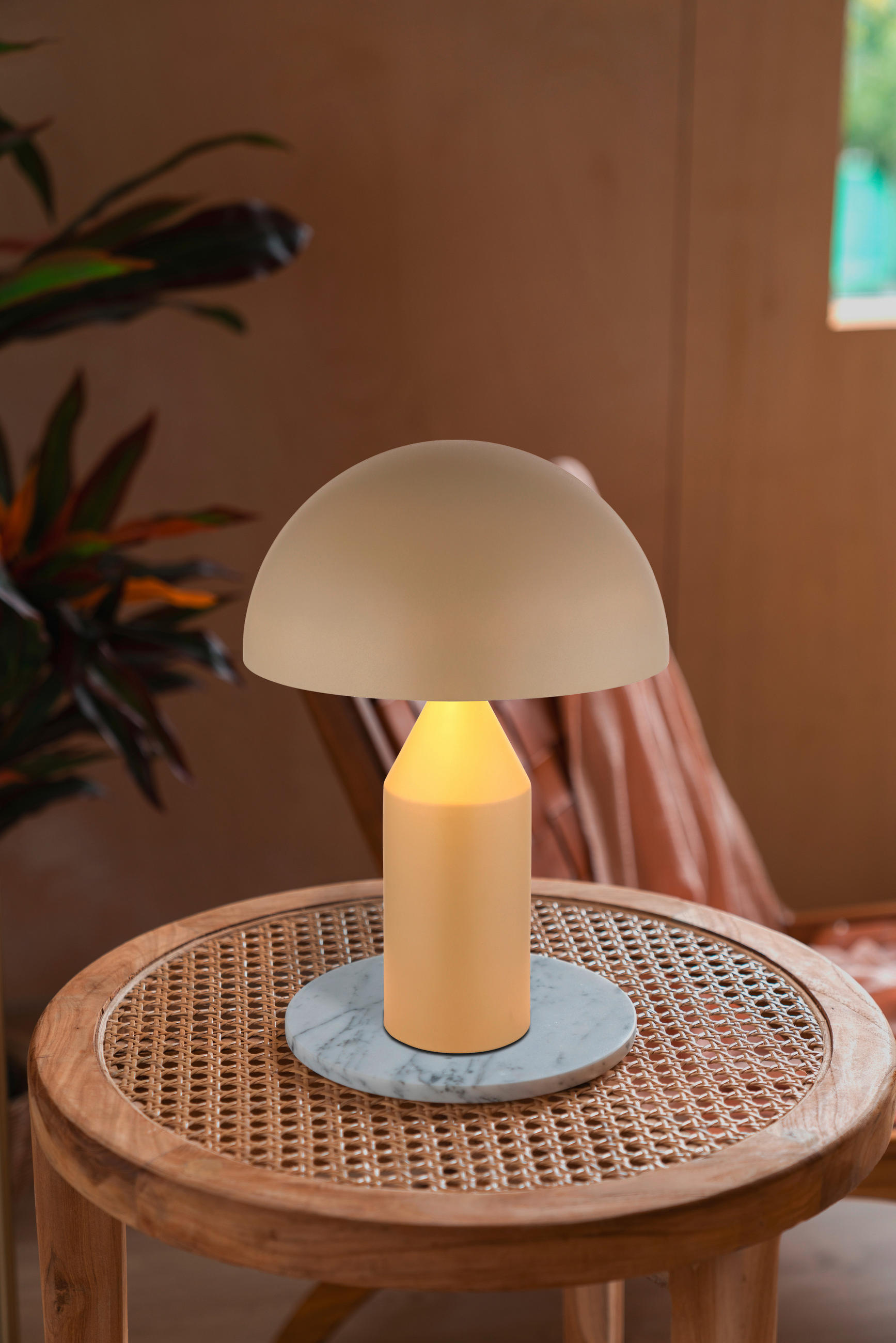 TISCHLEUCHTE - Sandfarben/Weiss, Design, Metall (28/39cm) - Globo