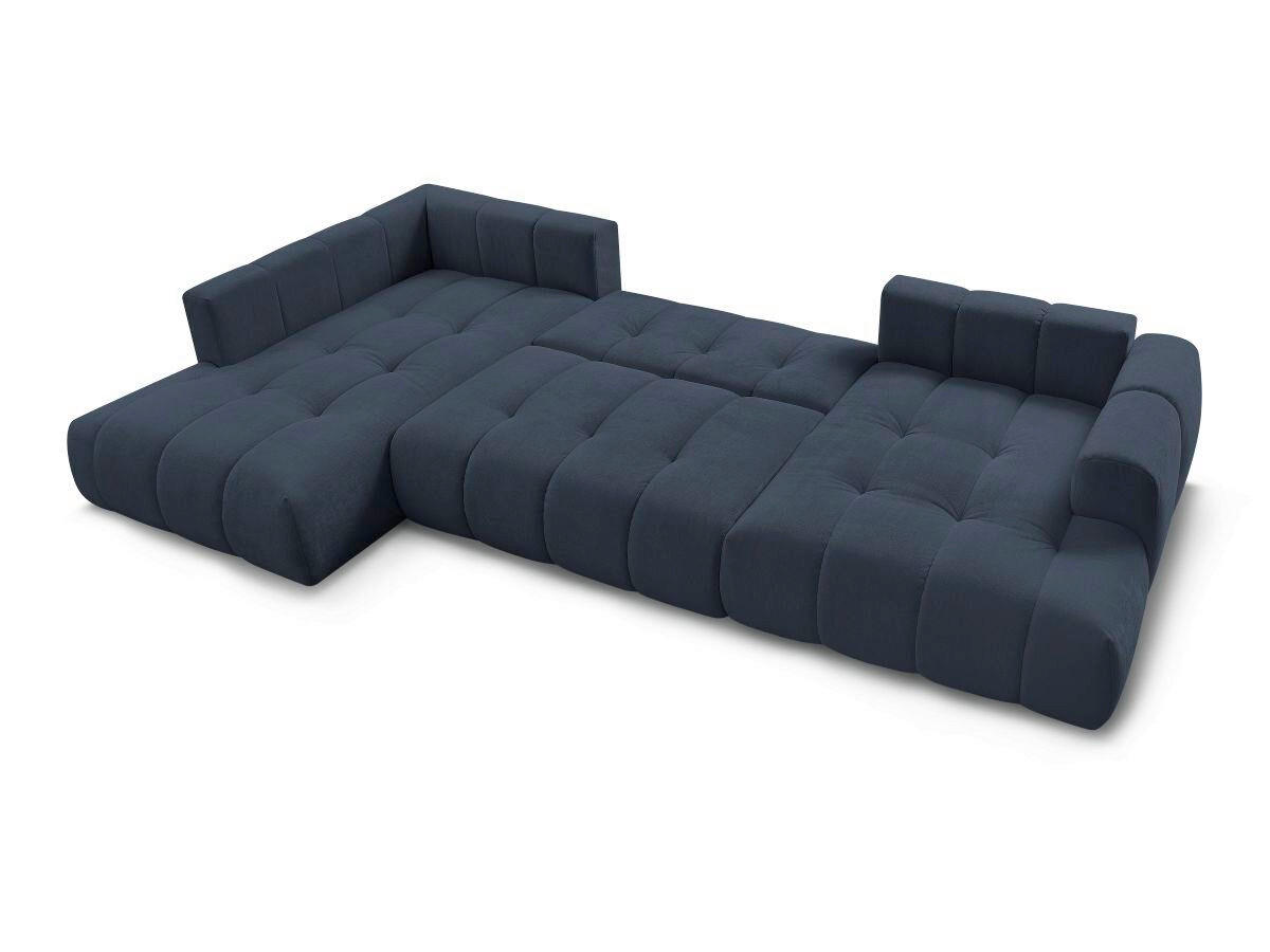 WOHNLANDSCHAFT  FUJI  Dunkelblau Leinenoptik  - Schwarz/Dunkelblau, MODERN, Kunststoff/Textil (204/377/160cm)