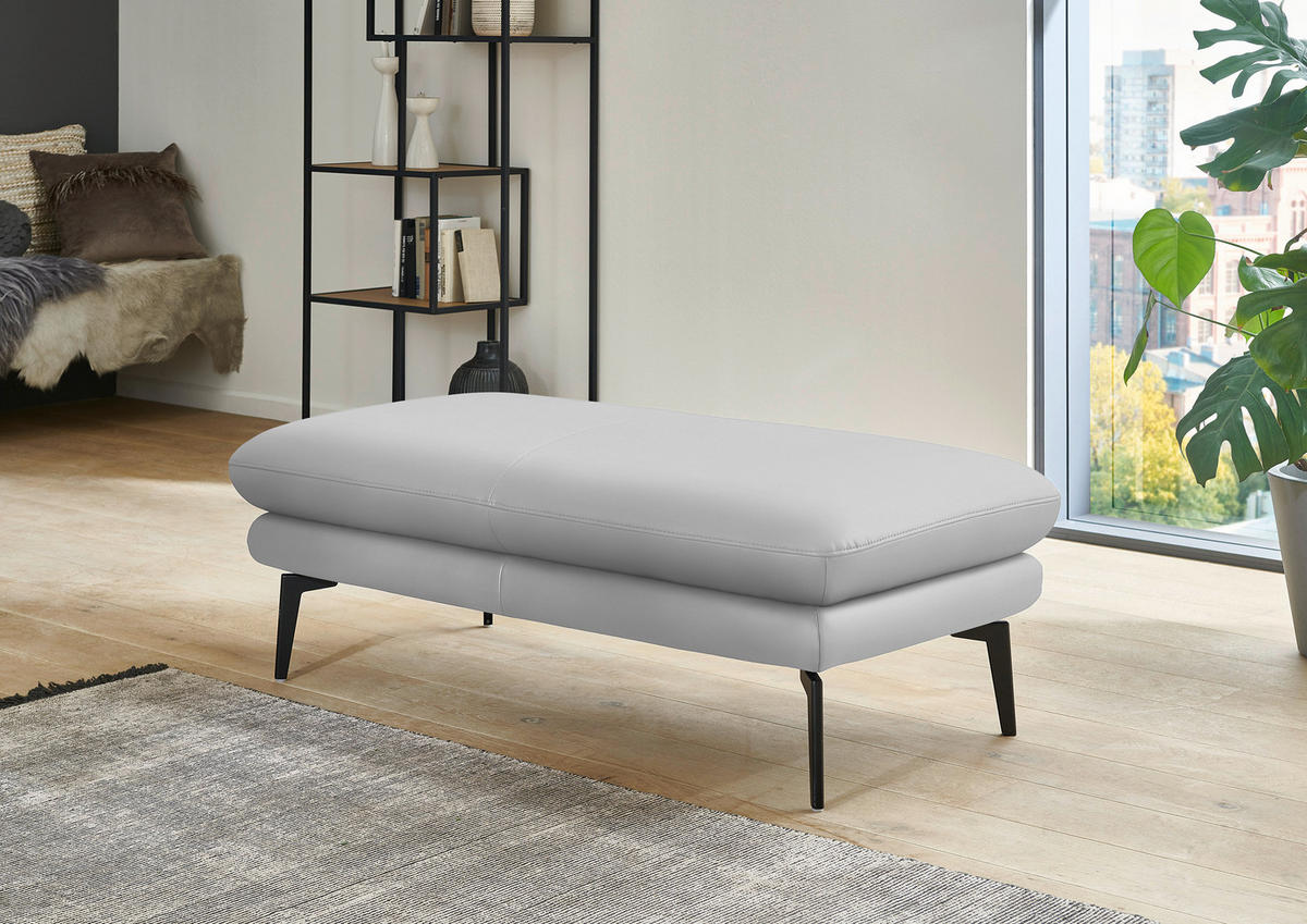 ECKSOFA in Echtleder Weiss  - Weiss/Schwarz, Design, Leder/Metall (180/310cm) - Dieter Knoll