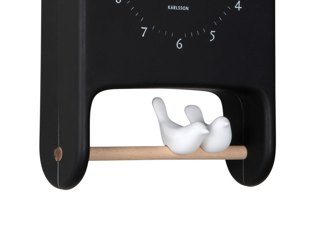 WANDUHR Love birds Schwarz 20/32/7 cm  - Schwarz, Basics, Kunststoff (20/32/7cm) - Karlsson