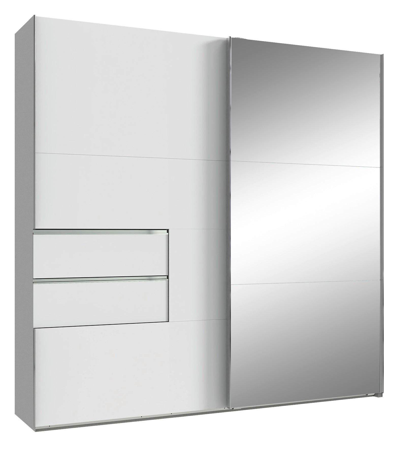 SCHWEBETÜRENSCHRANK 2-türig Weiß  - Alufarben/Weiß, Design, Glas/Holzwerkstoff (200/216/65cm) - Stylife
