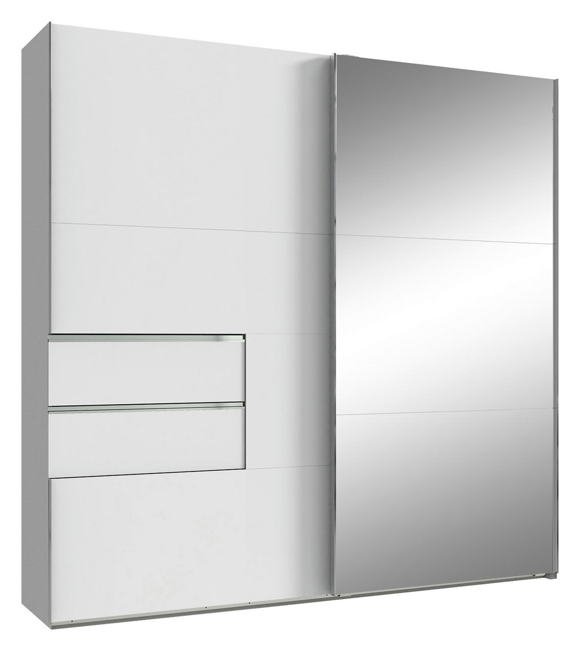 SCHWEBETÜRENSCHRANK 2-türig Weiß  - Alufarben/Weiß, Design, Glas/Holzwerkstoff (200/216/65cm) - Stylife